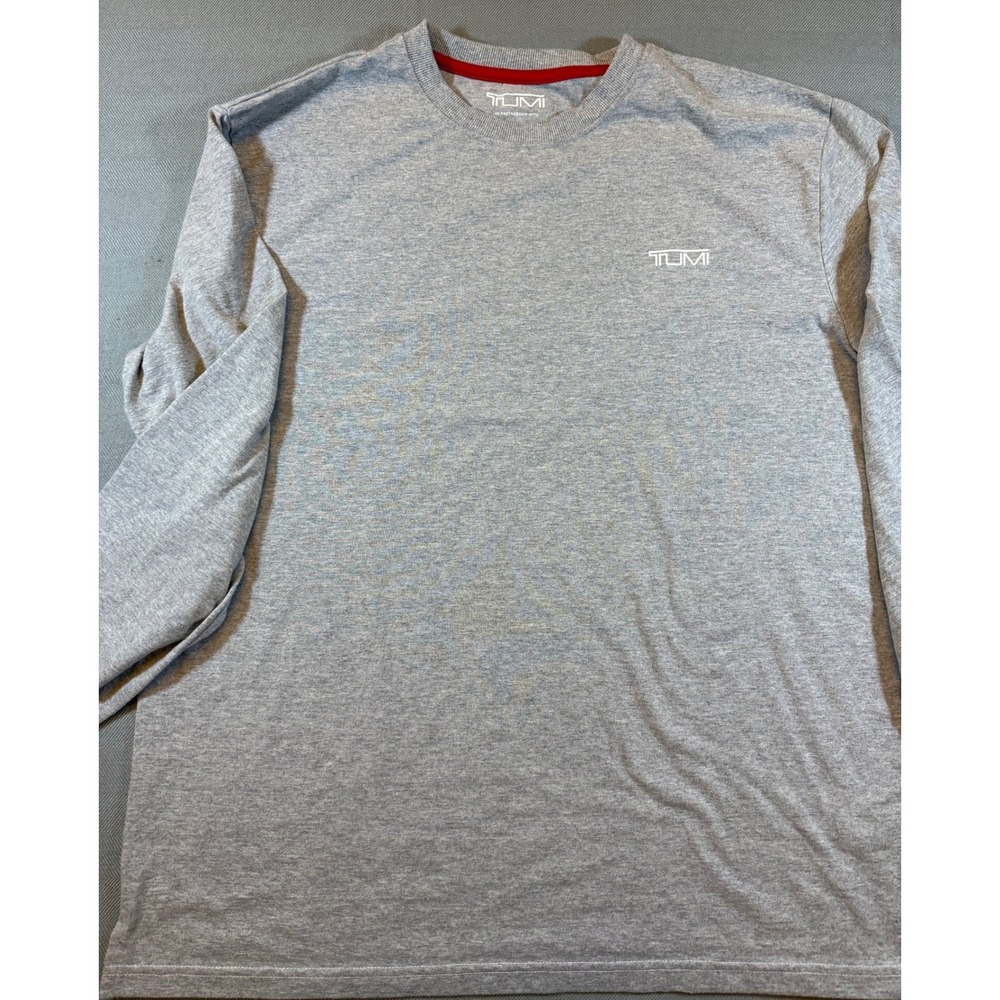 Tumi Air India Mens XL Long Sleeve T-Shirt Heather Grey Travel Crew Neck Logo
